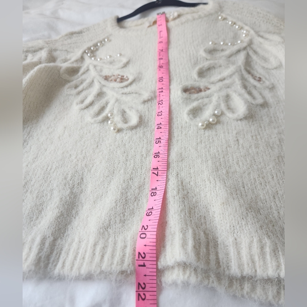 Lizelle Collection Crew Neck Long Sleeve sweater sequin and pearl soft Large - Picture 9 of 16